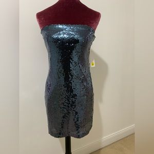 Alan Paige Strapless Sequined Pewter Minidress - Medium